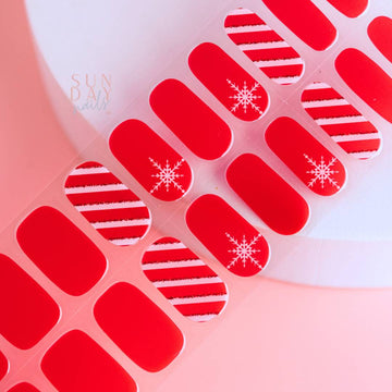 Peppermint Candy Semi Cured Gel Nail Sticker Kit (Christmas Limited Edition) | Sunday Nails AU