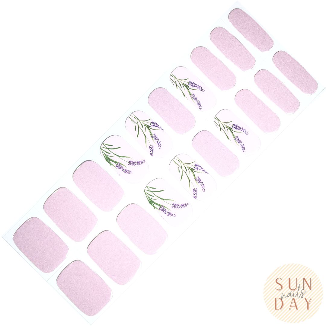 Lavender Blossoms Semi Cured Gel Nail Sticker Kit | Sunday Nails AU
