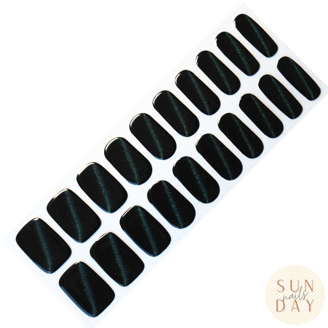 Black Cat Eye Semi Cured Gel Nail Sticker Kit