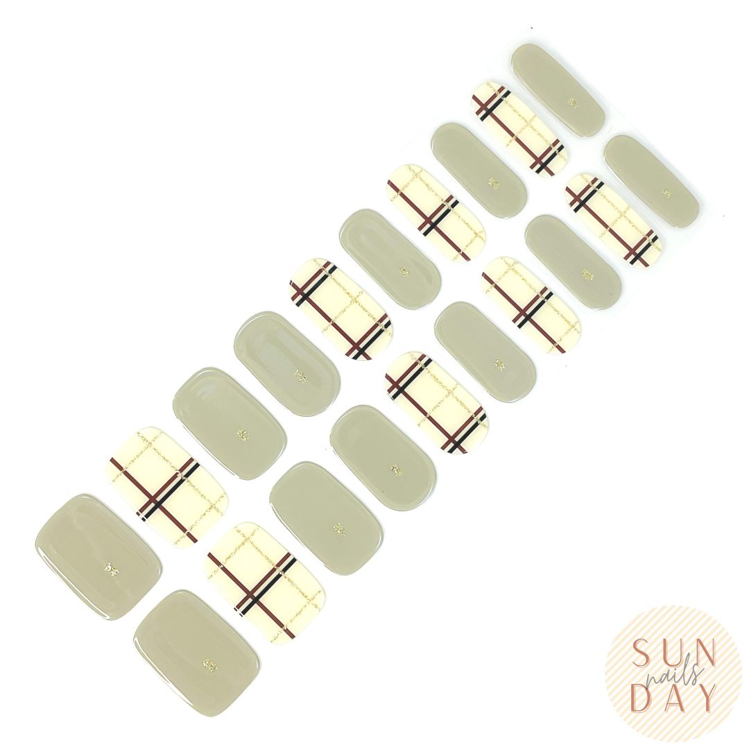 Plaid Semi Cured Gel Nail Sticker Kit - Sunday Nails AU - Semi Cured Gel Nails