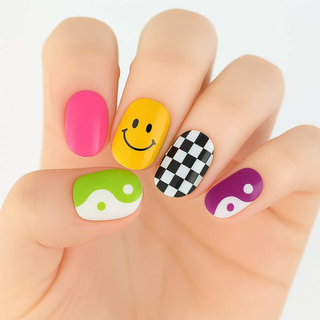 Psychedelic Semi Cured Gel Nail Sticker Kit