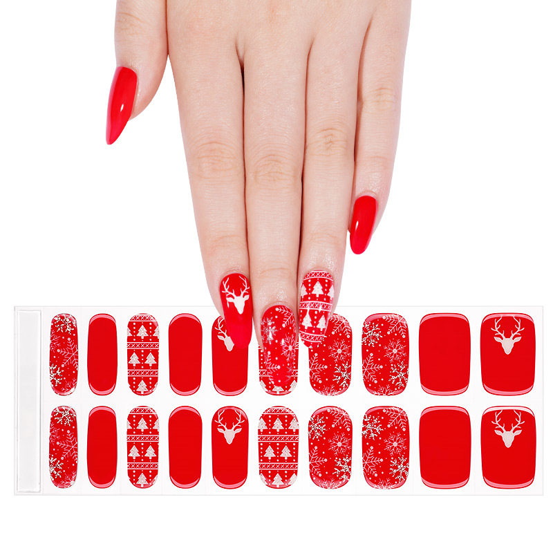 Red Christmas Sweater Semi Cured Gel Nail Sticker Kit