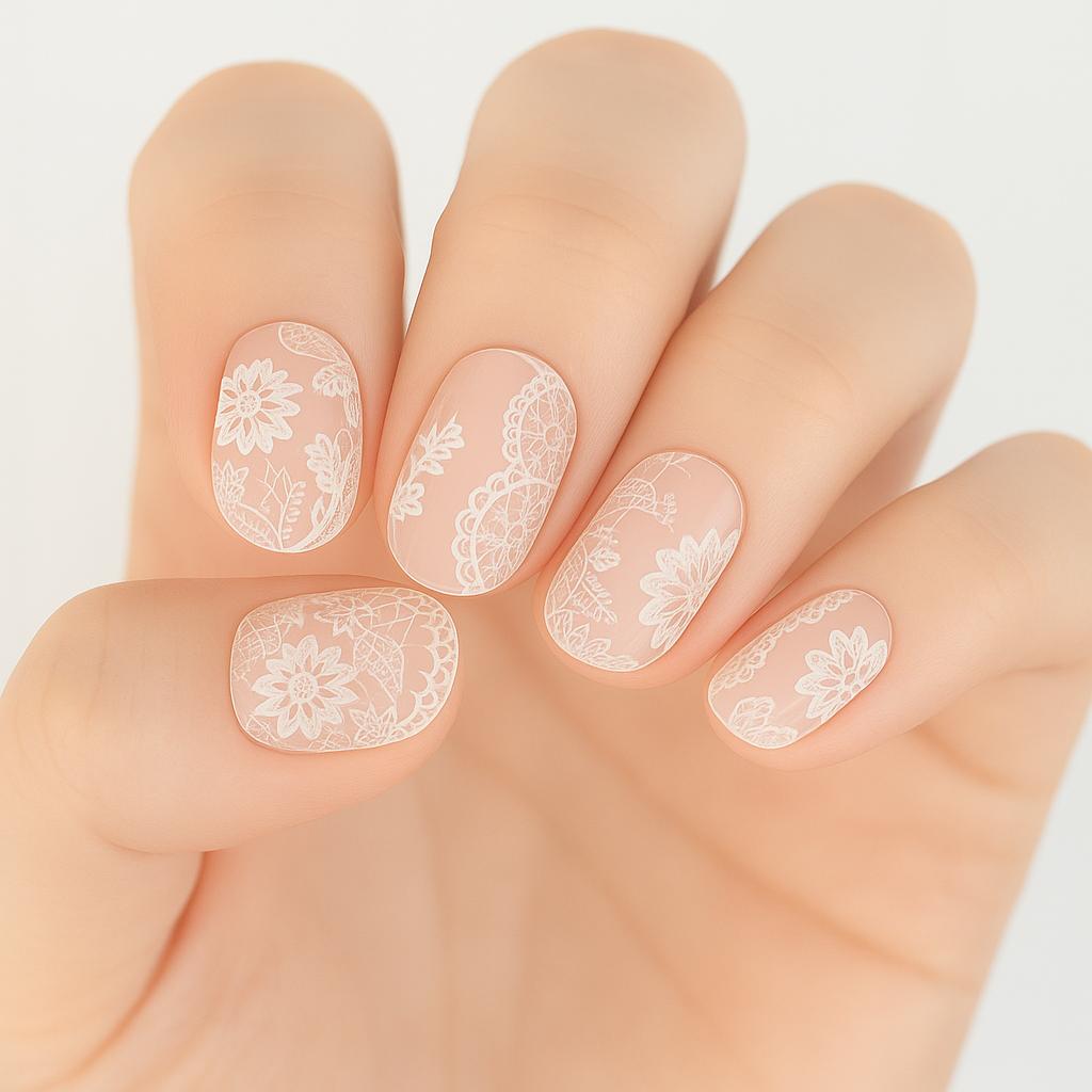 White Lace Semi Cured Gel Nail Sticker Kit