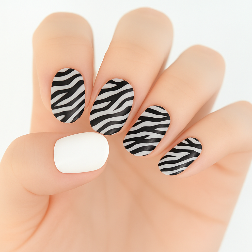 Zebra Stripes Semi Cured Gel Nail Sticker Kit
